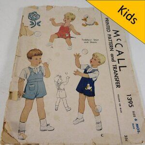 McCalls 1395 clothing pattern toddler 6mts shirt, shorts, shortalls